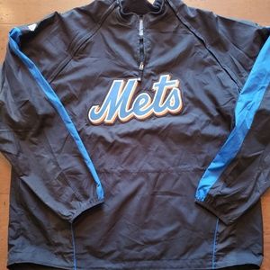 METS Majestic Authentic Pull Over Windbreaker 2XL